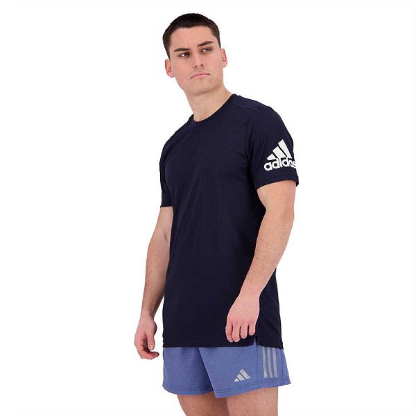 Blue Men's Adidas Run It Short Sleeve T Shirts | 4652980-ES