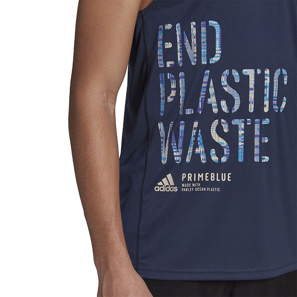 Blue Men's Adidas Run for the Oceans Graphic Sleeveless T Shirts | 4539871-CD