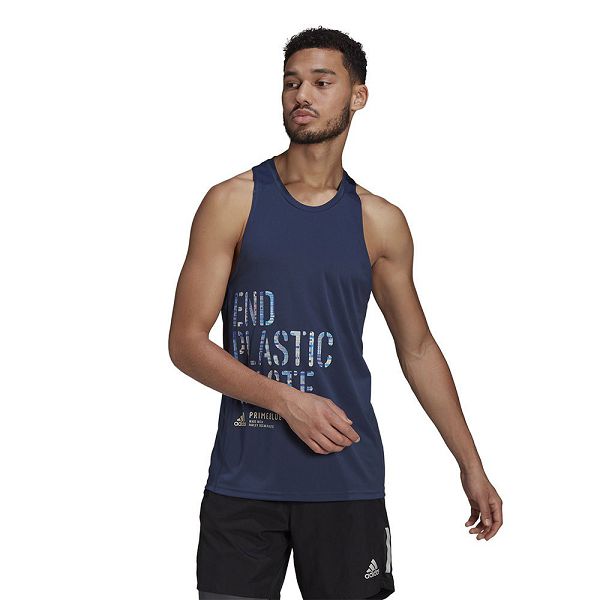 Blue Men\'s Adidas Run for the Oceans Graphic Sleeveless T Shirts | 4539871-CD