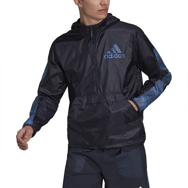 Blue Men's Adidas Season Windbreaker Jackets | 7583649-IA