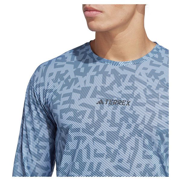 Blue Men's Adidas Trail Gfx Long Sleeve T Shirts | 2385461-RD