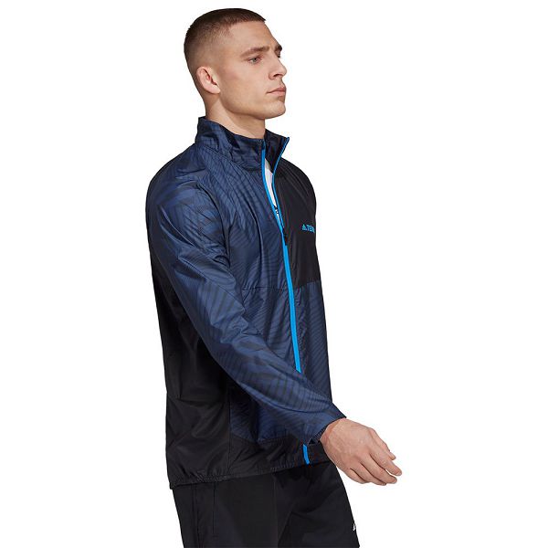 Blue Men's Adidas Trail Windbreaker Jackets | 9153674-RF