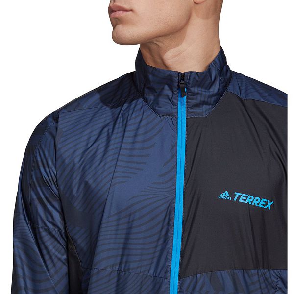 Blue Men's Adidas Trail Windbreaker Jackets | 9153674-RF