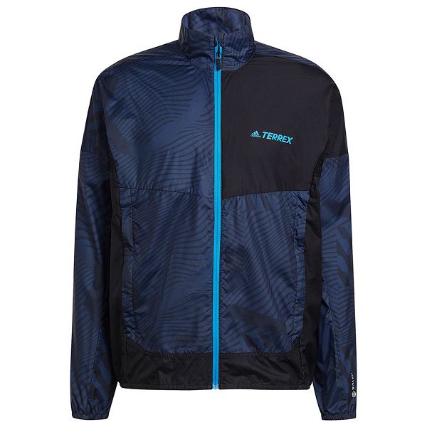 Blue Men\'s Adidas Trail Windbreaker Jackets | 9153674-RF