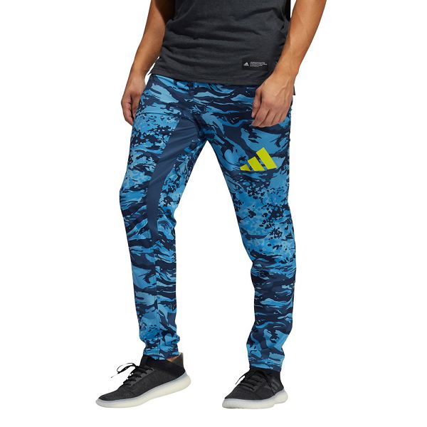 Blue Men's Adidas Training 3 Stripes Camo Long Pants | 6591873-JS