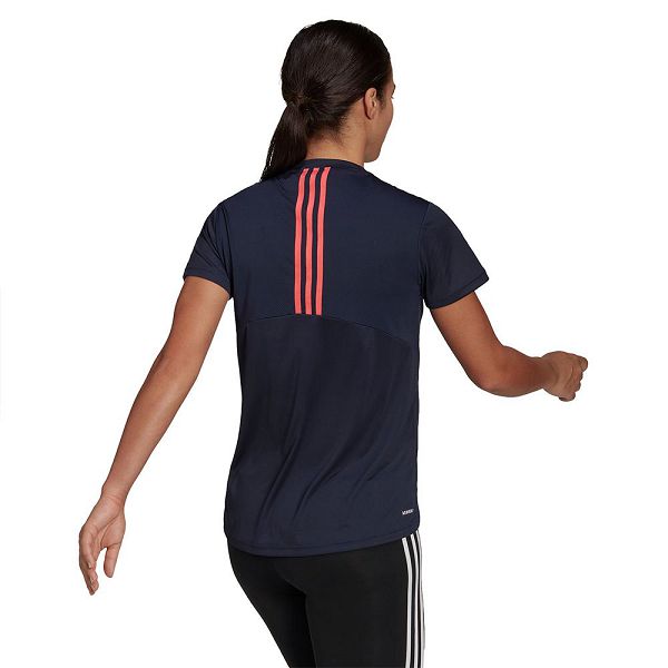 Blue Women's Adidas 3 Stripes Short Sleeve T Shirts | 8541927-EL