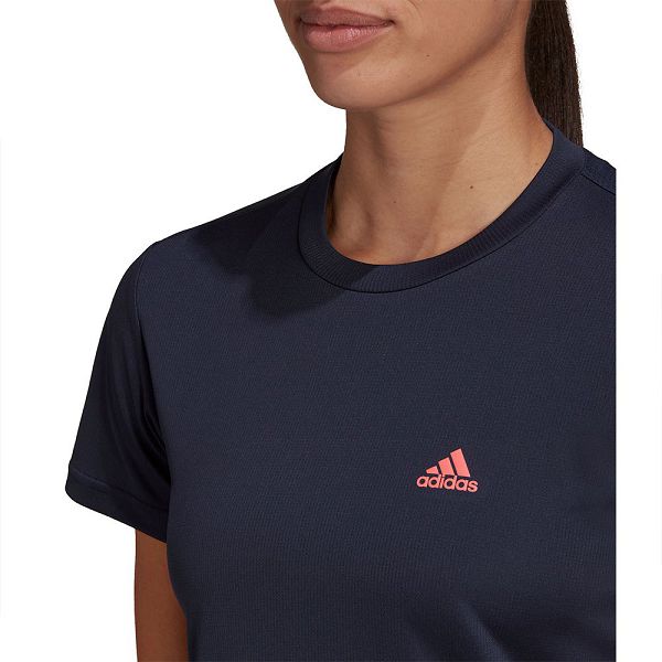 Blue Women's Adidas 3 Stripes Short Sleeve T Shirts | 8541927-EL