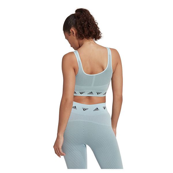 Blue Women's Adidas Aeroknit Light-Support Sports Bra | 6723948-PB