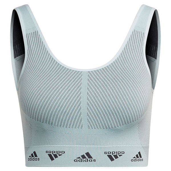 Blue Women's Adidas Aeroknit Light-Support Sports Bra | 6723948-PB