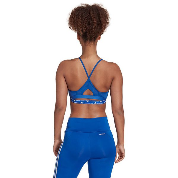 Blue Women's Adidas Aeroreact Light-Support 3 Stripes Sports Bra | 1972645-LU