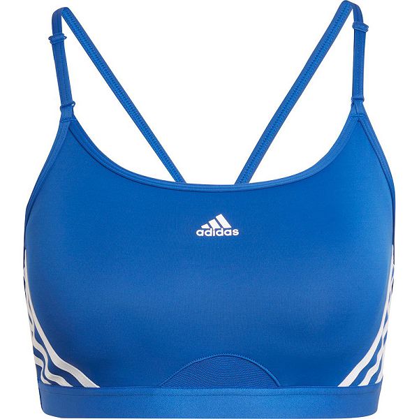 Blue Women's Adidas Aeroreact Light-Support 3 Stripes Sports Bra | 1972645-LU