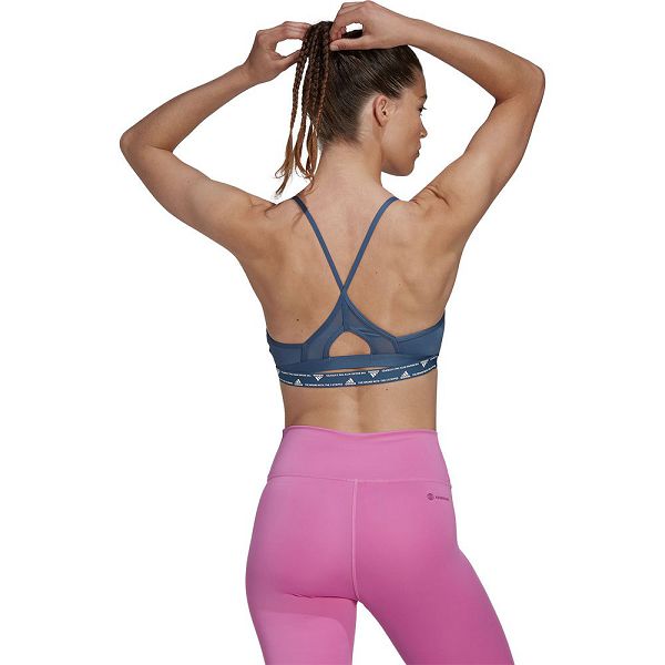 Blue Women's Adidas Aeroreact Light-Support Sports Bra | 5943716-LZ