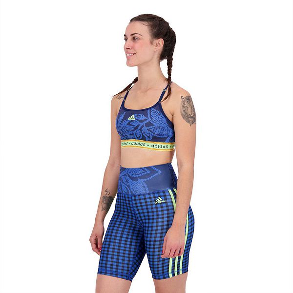 Blue Women's Adidas Farm Rio Light-Support Big Sports Bra | 7853106-IB