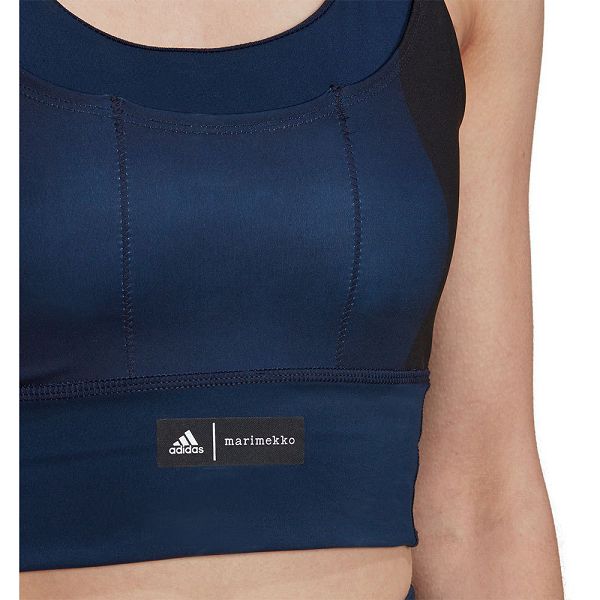 Blue Women's Adidas Marimekko Medium-Support Pocket Sports Bra | 1983670-JI