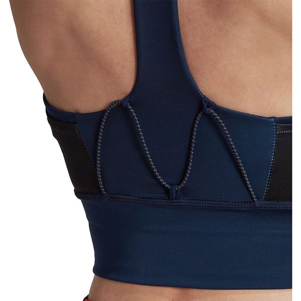 Blue Women's Adidas Marimekko Medium-Support Pocket Sports Bra | 1983670-JI