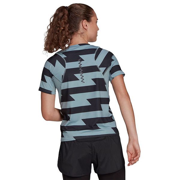 Blue Women's Adidas Run Fast Aop Short Sleeve T Shirts | 6548037-YK