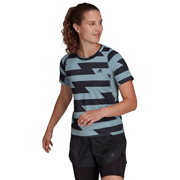 Blue Women\'s Adidas Run Fast Aop Short Sleeve T Shirts | 6548037-YK