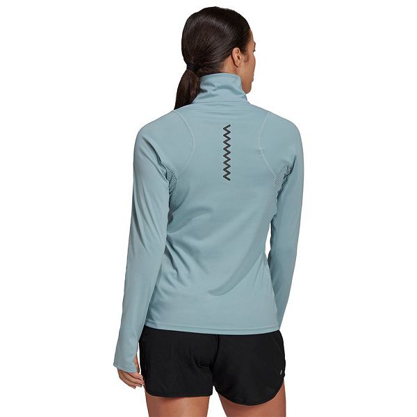 Blue Women's Adidas Run Fast Half Zip Sweatshirts | 8213946-XM