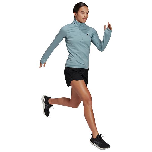 Blue Women's Adidas Run Fast Half Zip Sweatshirts | 8213946-XM