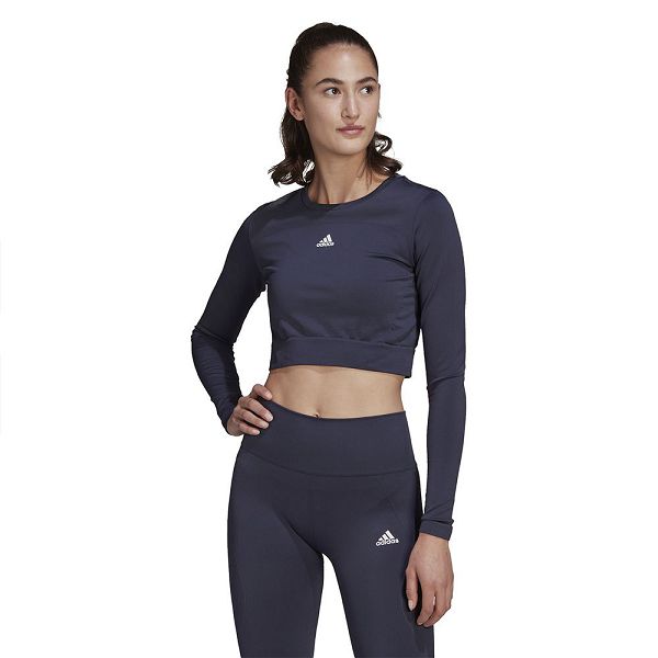 Blue Women's Adidas SML Fit Long Sleeve T Shirts | 2038615-MD