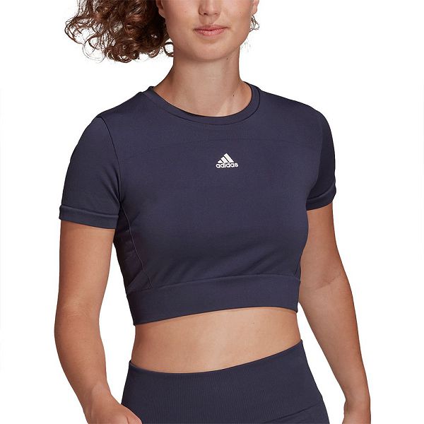 Blue Women's Adidas SML Fit Short Sleeve T Shirts | 3649175-JO