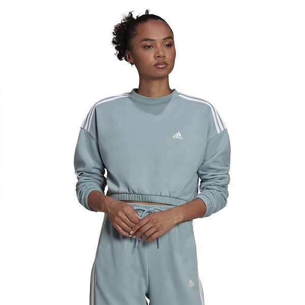 Blue Women\'s Adidas Sports Crop Sweatshirts | 0781365-TL