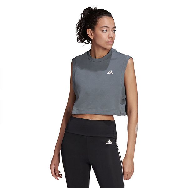 Blue Women's Adidas Studio Sleeveless T Shirts | 3678915-FA