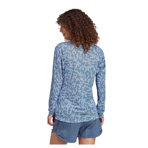 Blue Women's Adidas Trail Gfx Long Sleeve T Shirts | 1078596-MQ