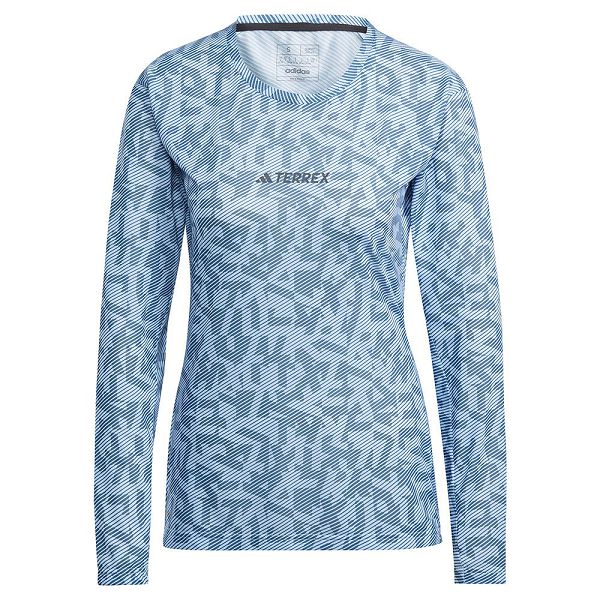 Blue Women's Adidas Trail Gfx Long Sleeve T Shirts | 1078596-MQ