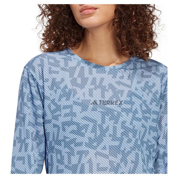 Blue Women's Adidas Trail Gfx Long Sleeve T Shirts | 1078596-MQ