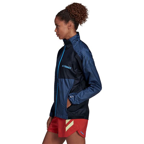 Blue Women's Adidas Trail Windbreaker Jackets | 1346589-KW