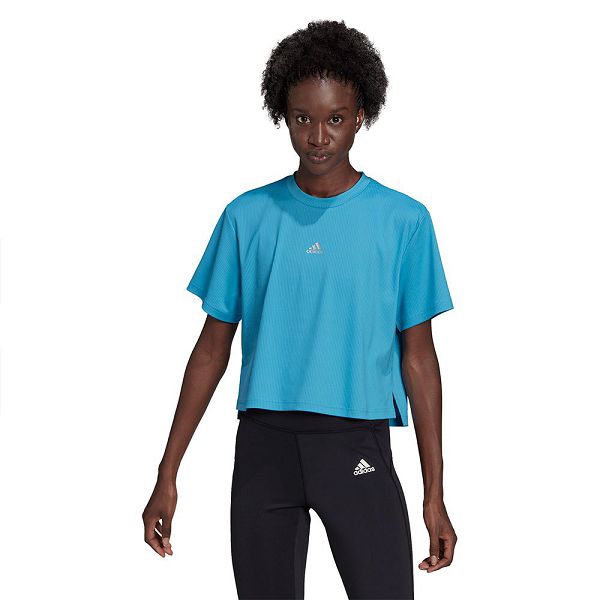 Blue Women's Adidas Uforu Short Sleeve T Shirts | 1230769-DY