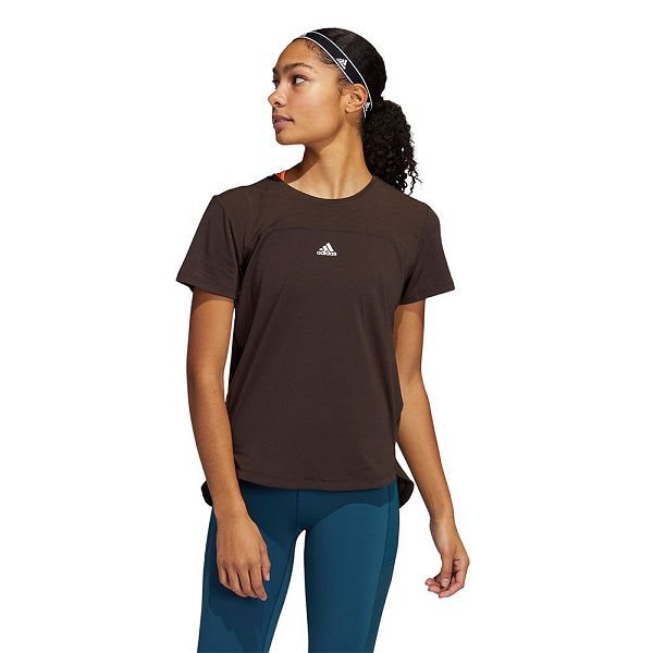 Brown Women\'s Adidas Aeroready Short Sleeve T Shirts | 5907148-VR