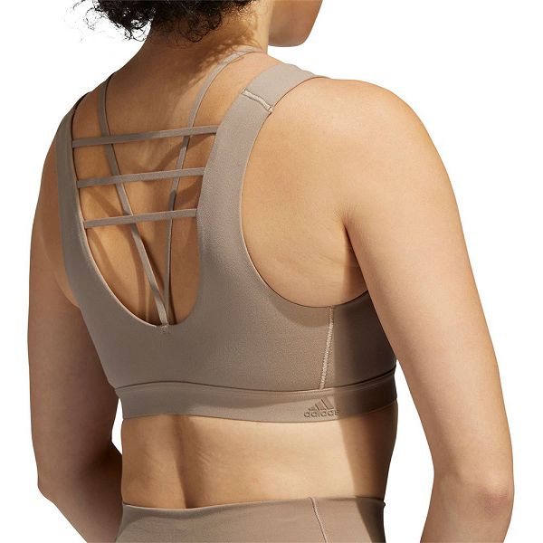 Brown Women's Adidas CF L Sto MS Sports Bra | 7304518-OA