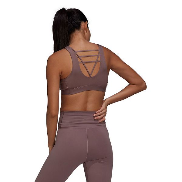 Brown Women's Adidas Coreflow Luxe Medium-Support Sports Bra | 4065917-TX