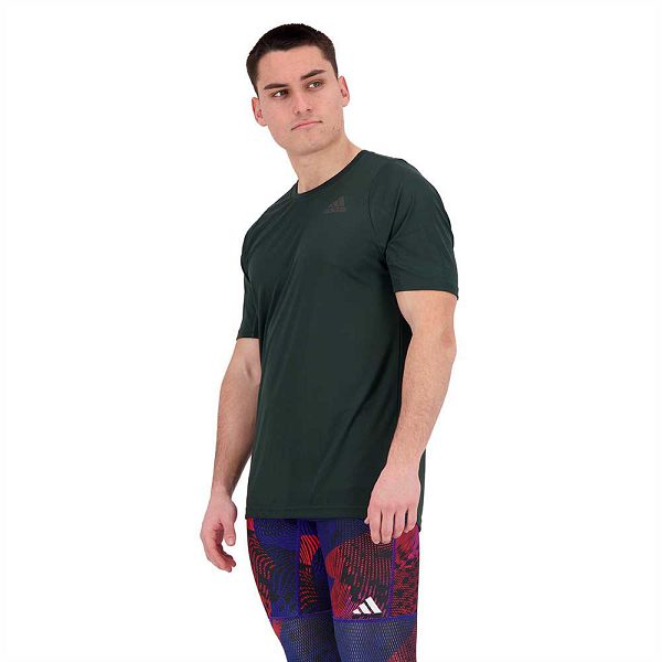 Green Men's Adidas Run Icons Short Sleeve T Shirts | 2567031-GI