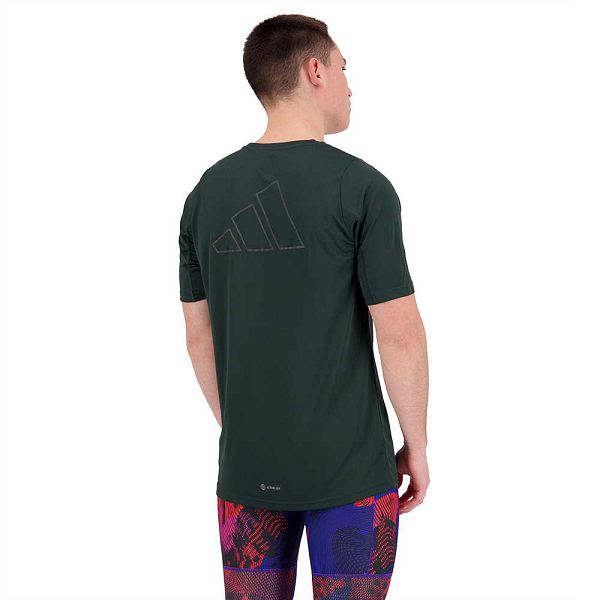 Green Men's Adidas Run Icons Short Sleeve T Shirts | 2567031-GI