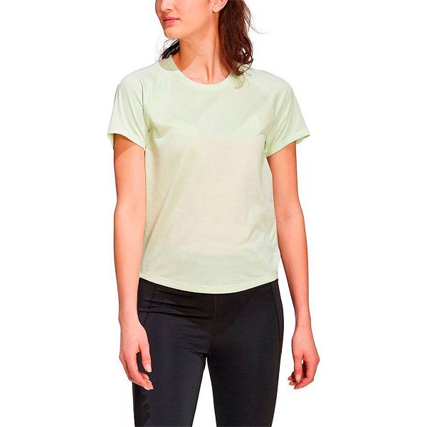 Green Women\'s Adidas Adizero Short Sleeve T Shirts | 9502467-AQ