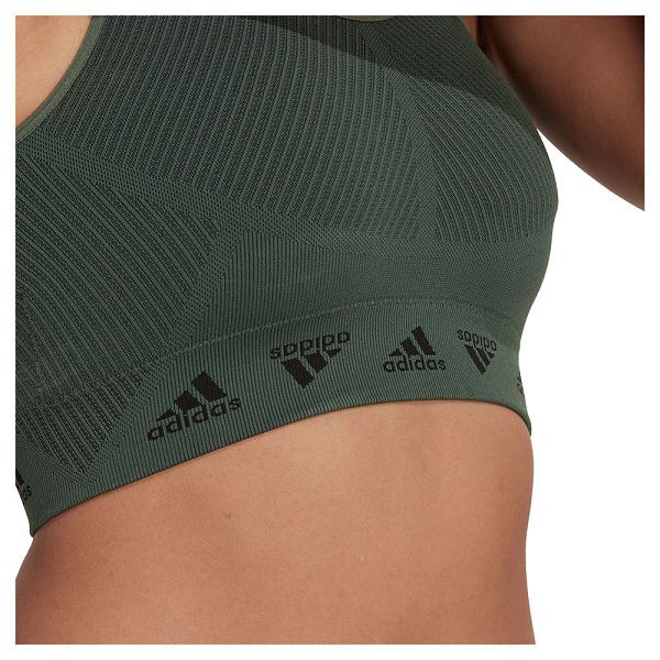 Green Women's Adidas Aeroknit Light-Support Sports Bra | 3809625-NC