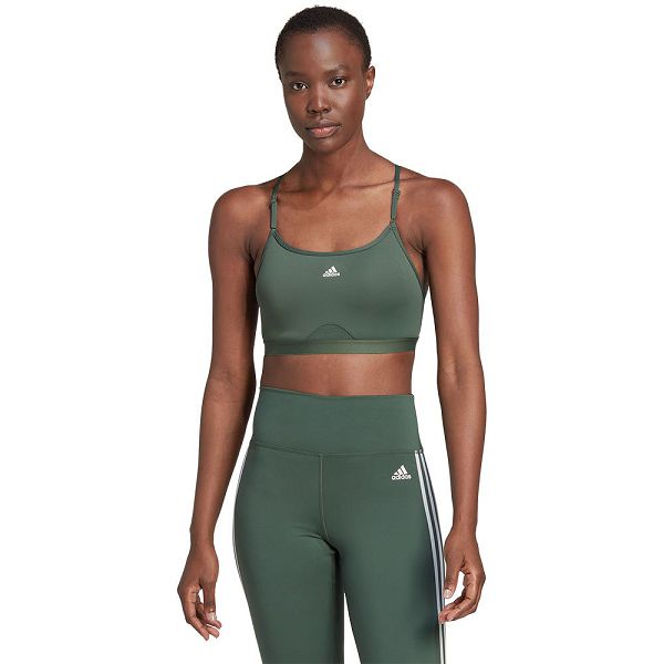 Green Women\'s Adidas Aeroreact Light-Support Sports Bra | 8507396-FU