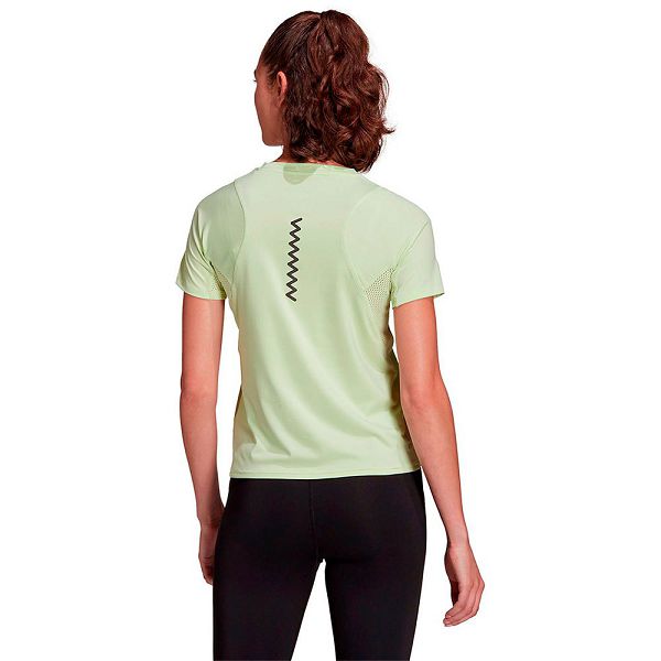 Green Women's Adidas Run Fast PB Short Sleeve T Shirts | 2359841-VR