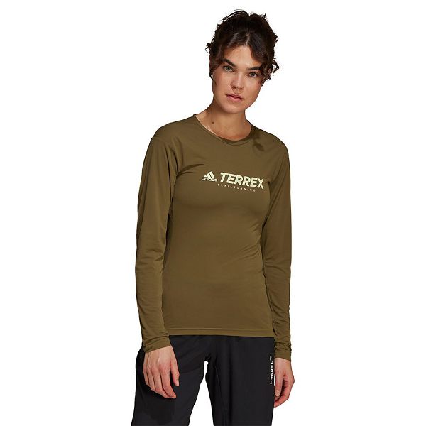 Green Women's Adidas Trail Long Sleeve T Shirts | 8049163-VE