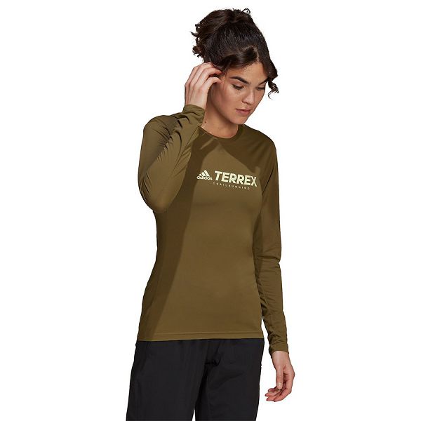 Green Women's Adidas Trail Long Sleeve T Shirts | 8049163-VE