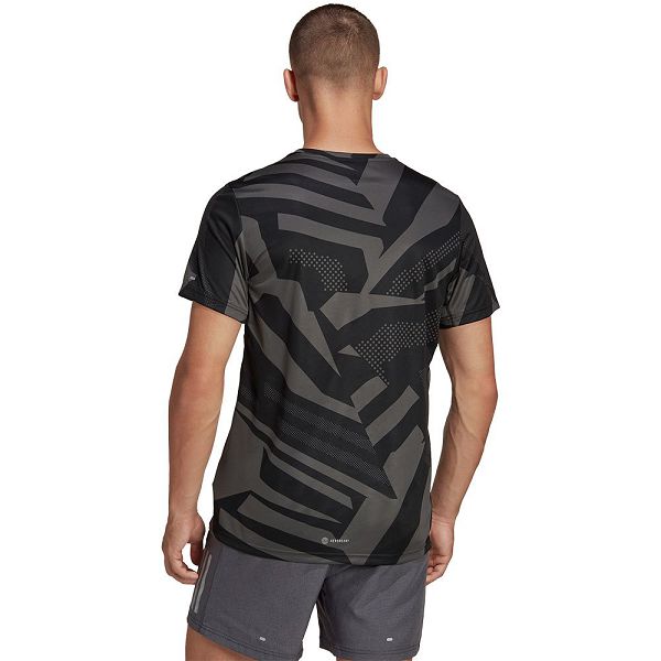 Grey/Black Men's Adidas Own The Run Seasonal Short Sleeve T Shirts | 5407913-BO