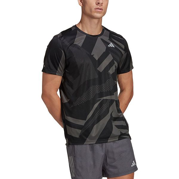 Grey/Black Men\'s Adidas Own The Run Seasonal Short Sleeve T Shirts | 5407913-BO