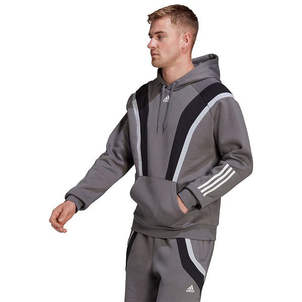 Grey Men\'s Adidas Fleece Sweatshirts | 9615247-FM