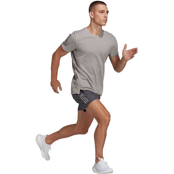 Grey Men's Adidas Own The Run Heather Short Sleeve T Shirts | 9631875-UH