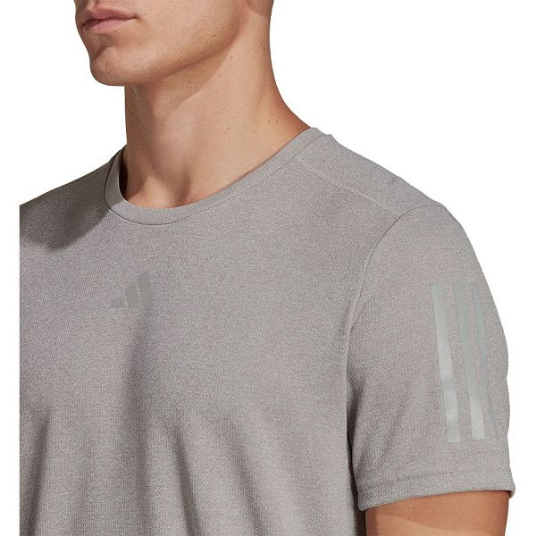 Grey Men's Adidas Own The Run Heather Short Sleeve T Shirts | 9631875-UH