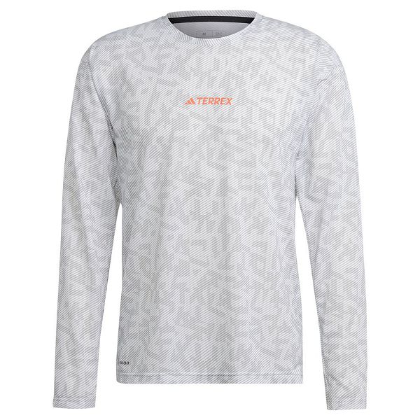 Grey Men's Adidas Trail Gfx Long Sleeve T Shirts | 9064185-FI