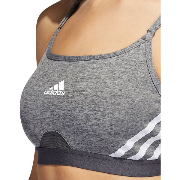 Grey Women's Adidas Aero 3 Stripes Sports Bra | 1578904-EP